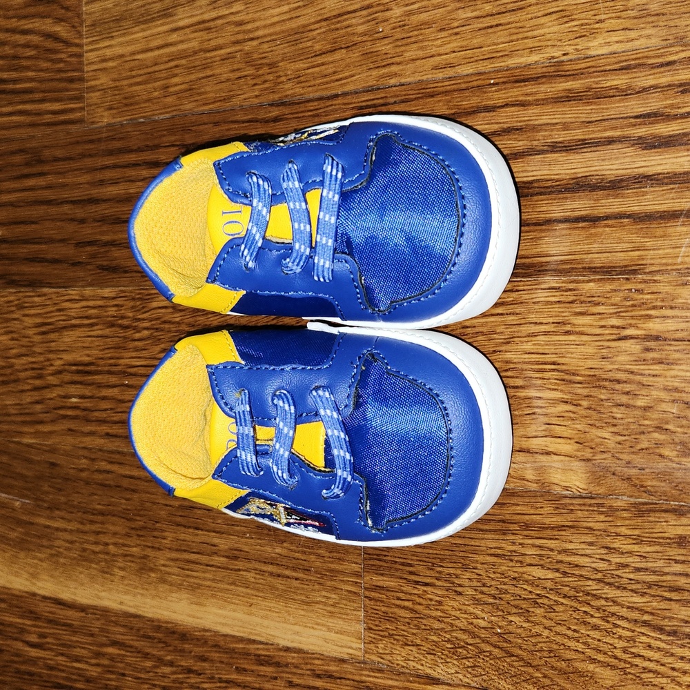 Polo Ralph Lauren Baby Softbottom RLYC Blue & Yellow Shoes sz 1